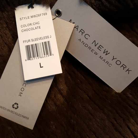 NEW Suede Faux Fur Open Vest Marc New York (L) - Picture 8 of 9